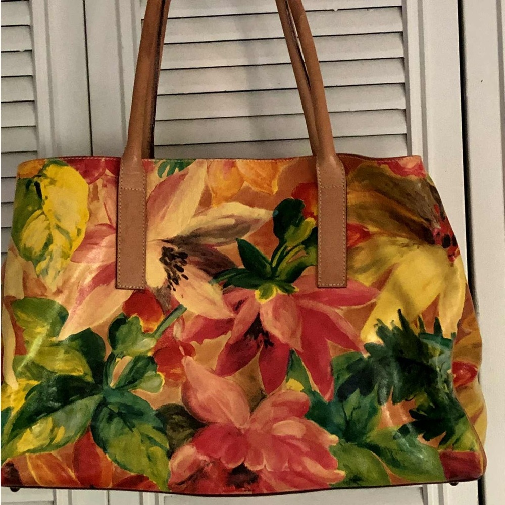 Maurizio Taiuti Vibrant Floral Tote with Leather Straps